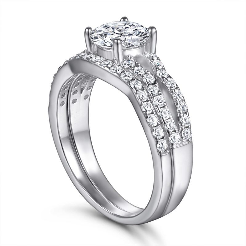 Merryqueen 026 sterling silver engagement wedding ring