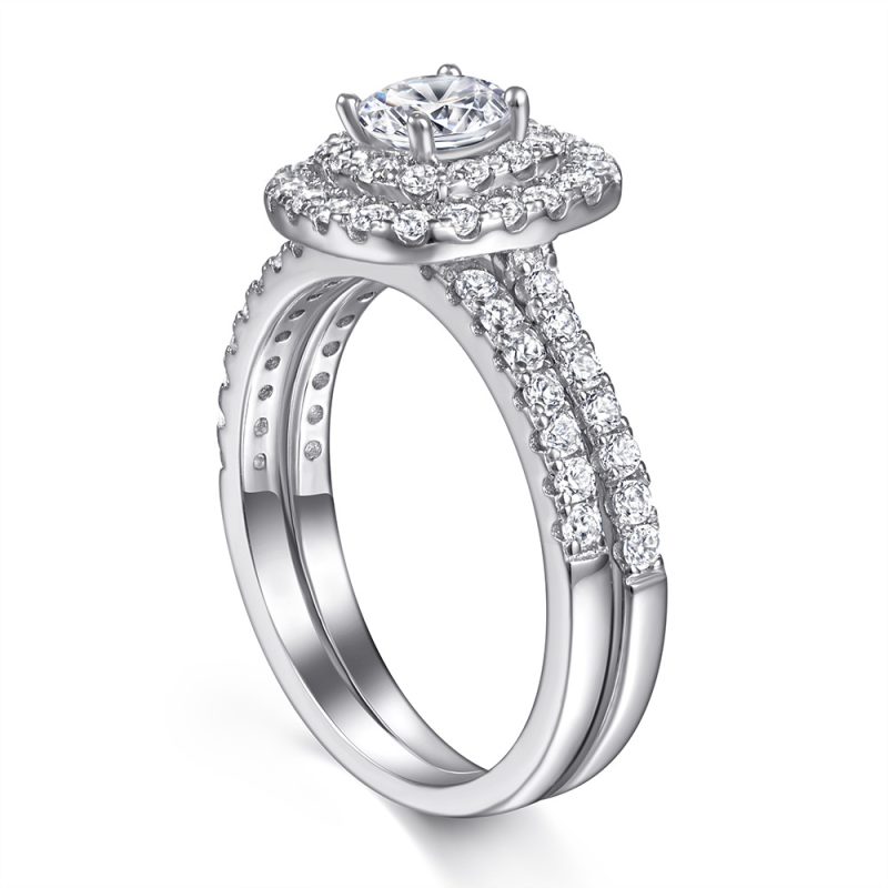 Merryqueen 029 sterling silver engagement wedding ring