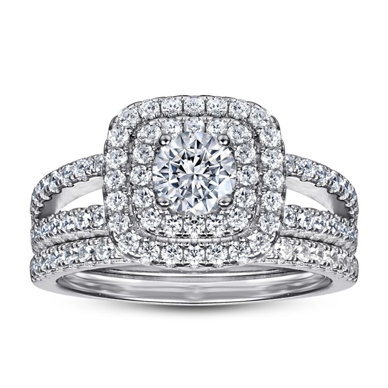 Merryqueen 030 sterling silver engagement wedding ring