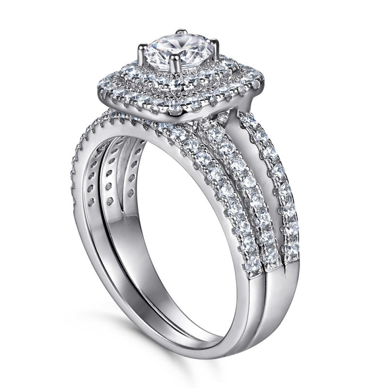 Merryqueen 030 sterling silver engagement wedding ring