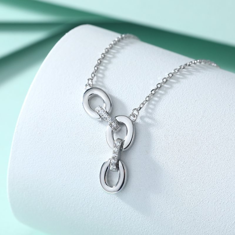S925 sterling silver necklace fashion simple ring pendant niche design sense necklace ins style high-end sense necklace female
