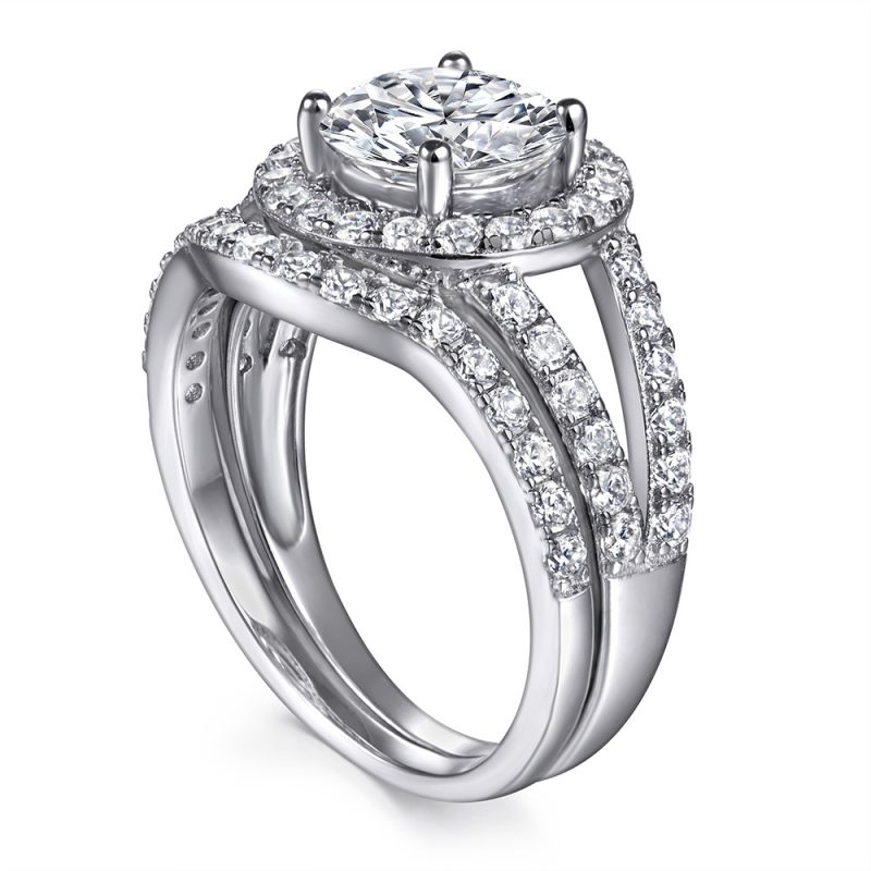 Merryqueen 031 sterling silver engagement wedding ring