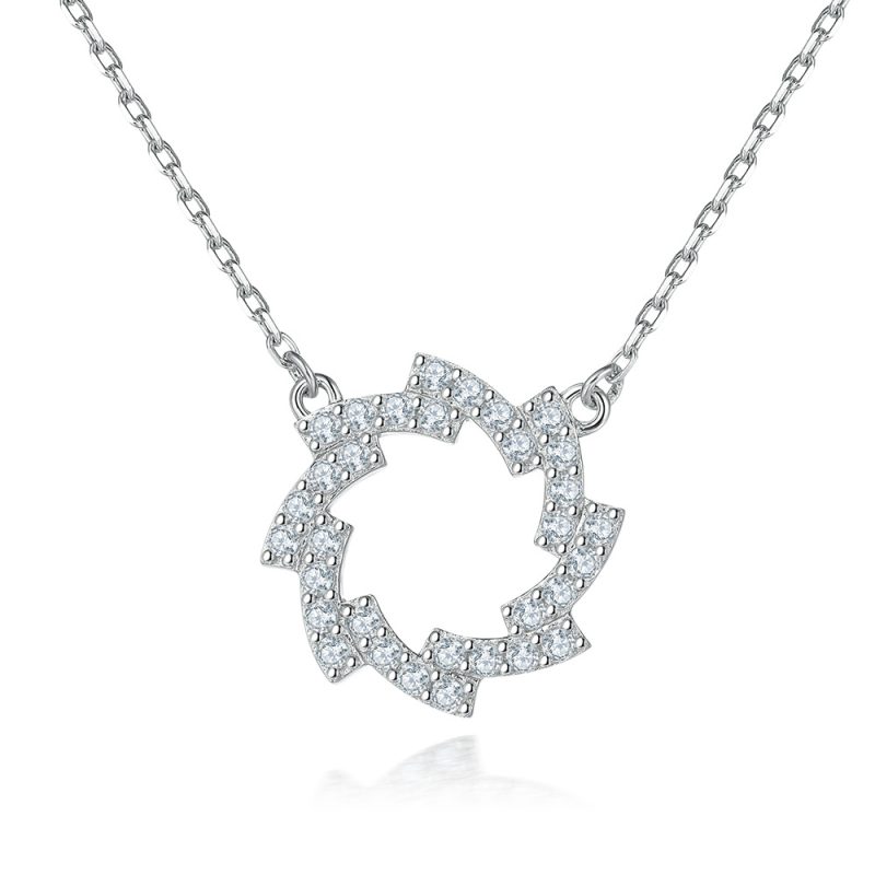 S925 sterling silver necklace fashion ring sunflower necklace simple niche design sense ins style silver necklace female