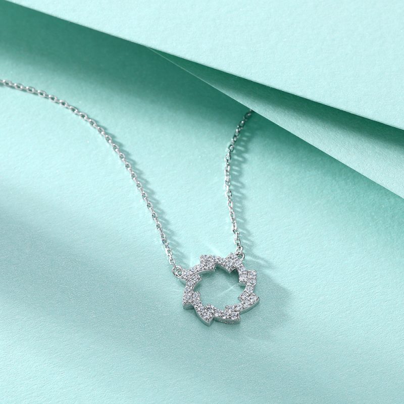 S925 sterling silver necklace fashion ring sunflower necklace simple niche design sense ins style silver necklace female