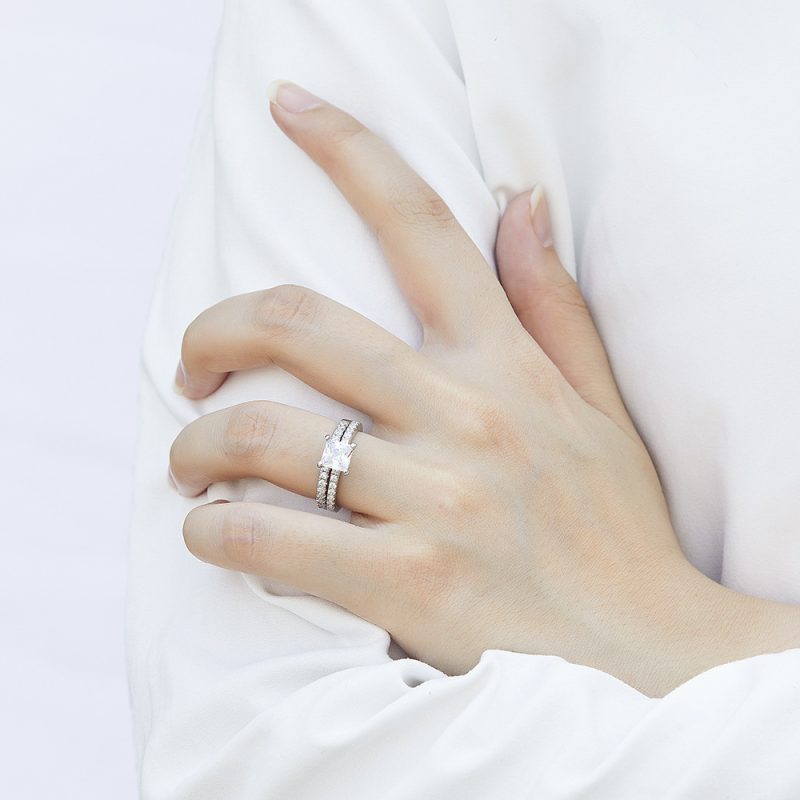 Merryqueen 003 sterling silver engagement wedding ring