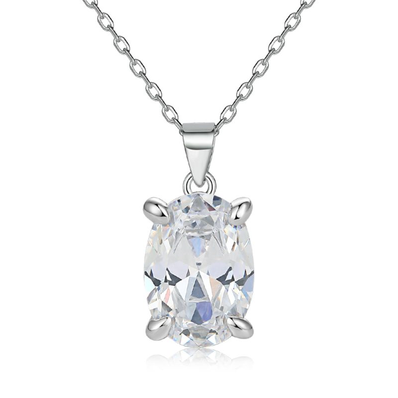 European and American Style Simple Necklace Female Hot Selling Denier Zircon Pendant Necklace Clavicle Chain S925 Silver Necklace