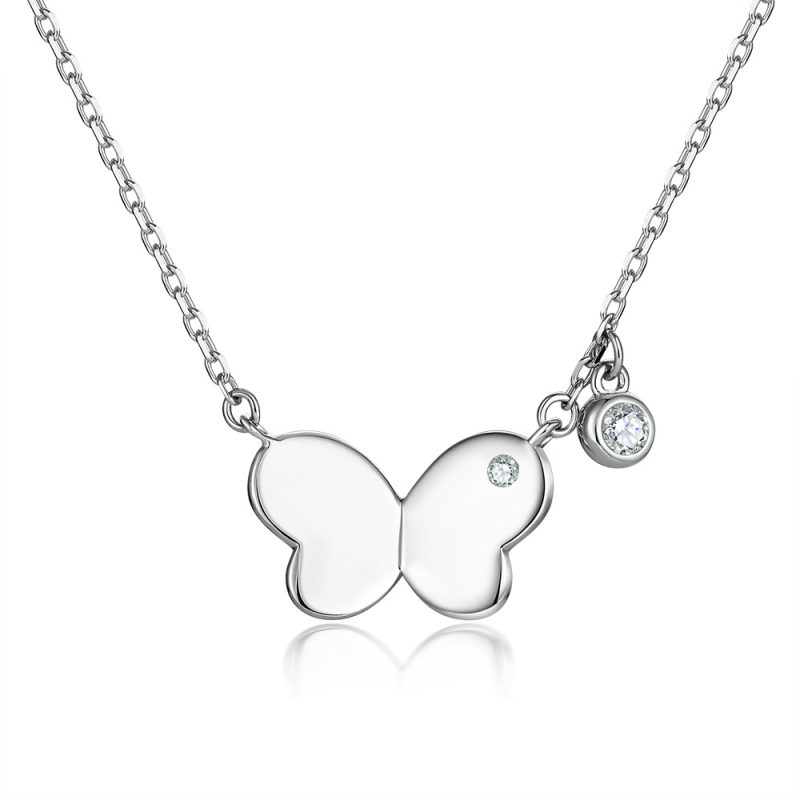 Ins style niche temperament necklace S925 sterling silver butterfly necklace collarbone chain student Korean version simple personality necklace