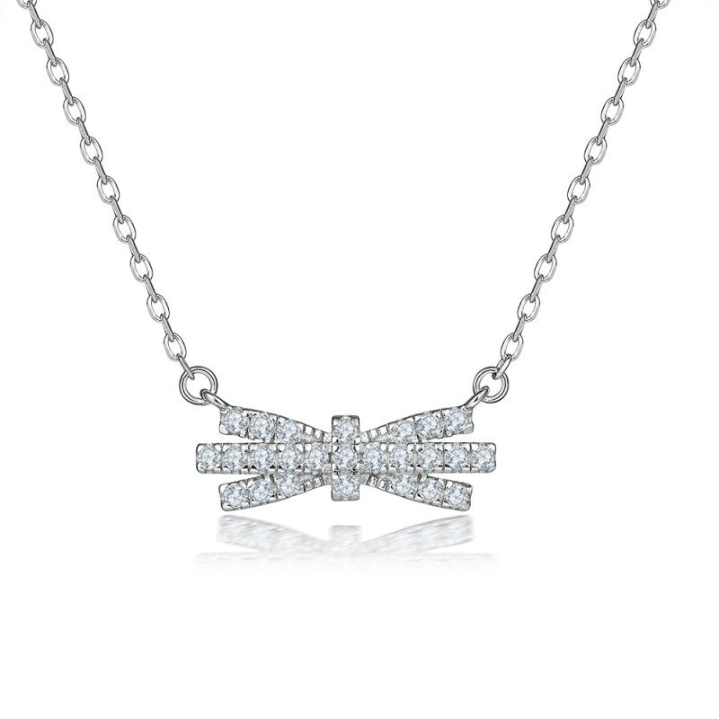 S925 Sterling Silver Necklace Fashion Simple Zircon Necklace Niche Versatile Design Ins Style Rice Pendant Necklace