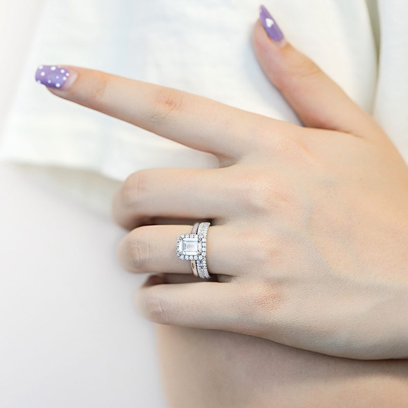 Merryqueen 404 sterling silver engagement wedding ring