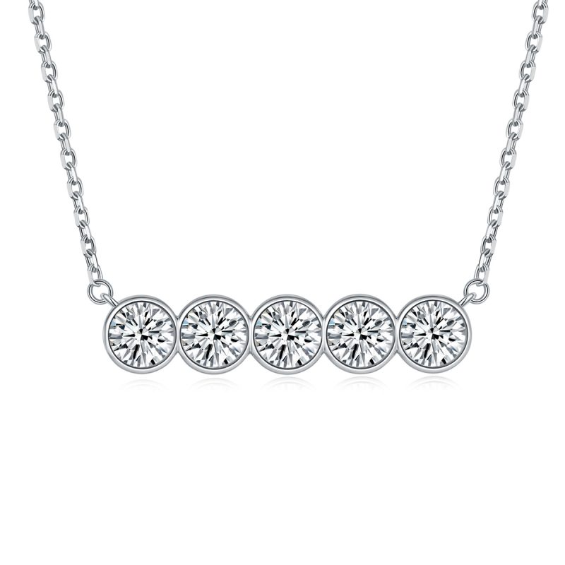 s925 sterling silver necklace fashion European and American cross-border necklace female zircon five row diamond necklace factory direct sale