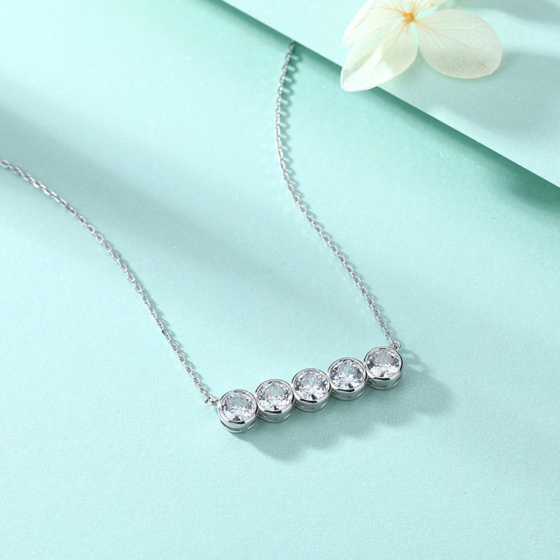 s925 sterling silver necklace fashion European and American cross-border necklace female zircon five row diamond necklace factory direct sale