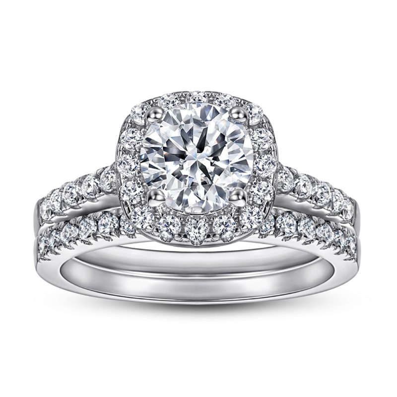 Merryqueen 007 sterling silver engagement wedding ring