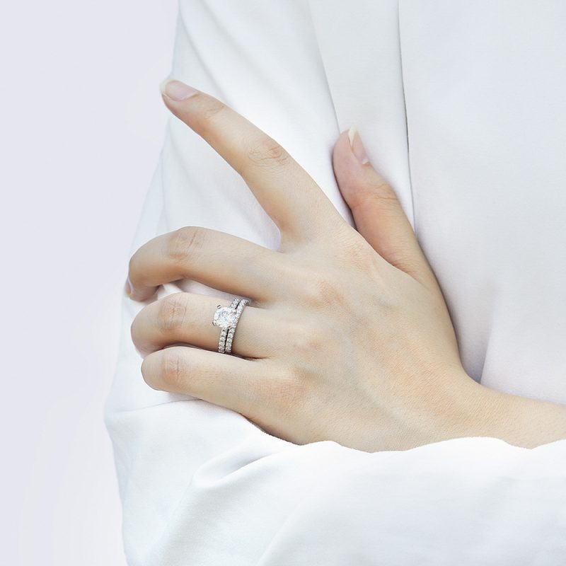 Merryqueen 008 sterling silver engagement wedding ring