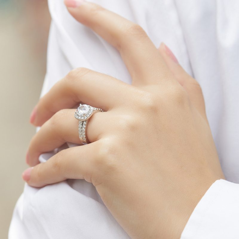 Merryqueen 009 sterling silver engagement wedding ring
