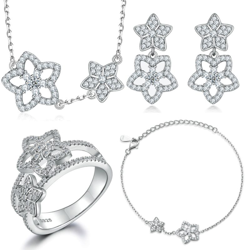 Hot selling Flower sterling silver 925 Zircon stone set jewelry