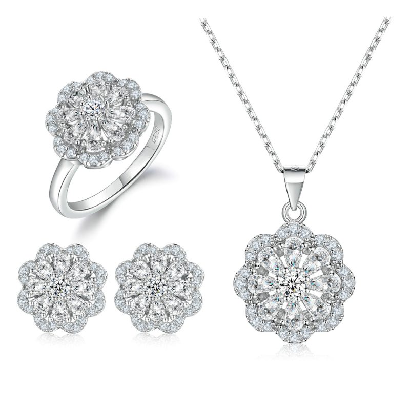 Hot selling good quality sterling silver 925 Zircon stone set jewelry